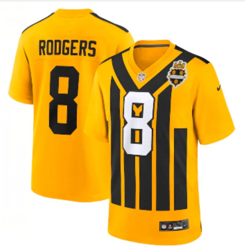 Men Pittsburgh Steelers #8 Rodgers Yellow Retro 20250Nike Limited NFL Jersey style 005